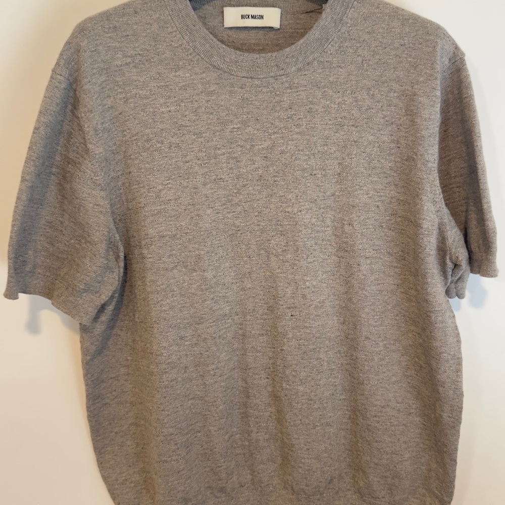 Buck Mason Tan Crewneck Knit Shirt